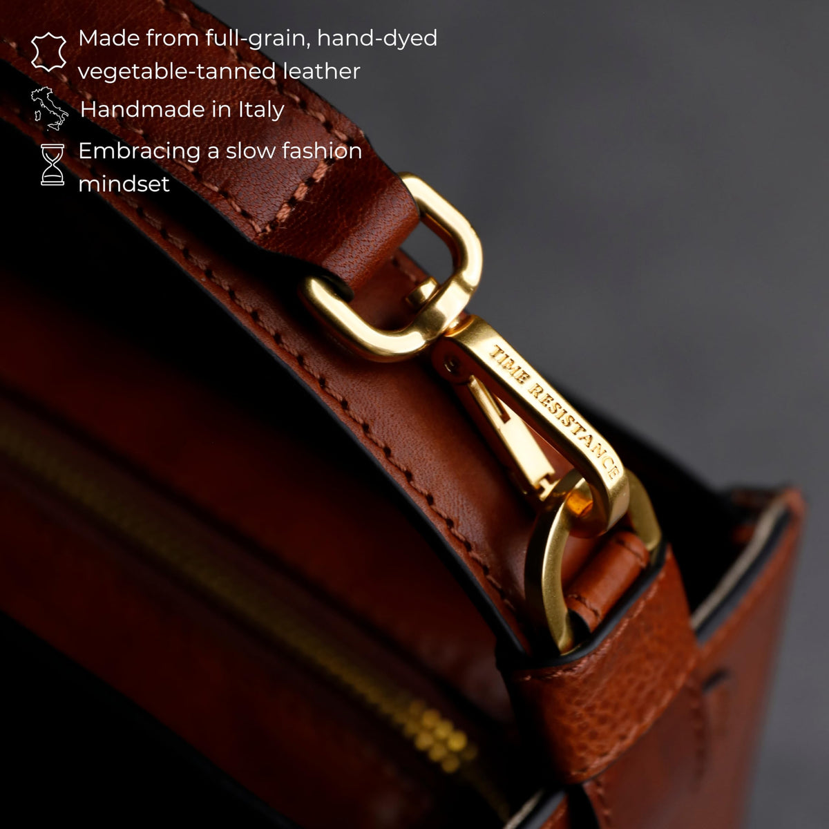 Time Resistance Leather Handbag - Full-Grain Leather Purse for Women - Tote Bag with Detachable Shoulder Strap (Cognac Brown)