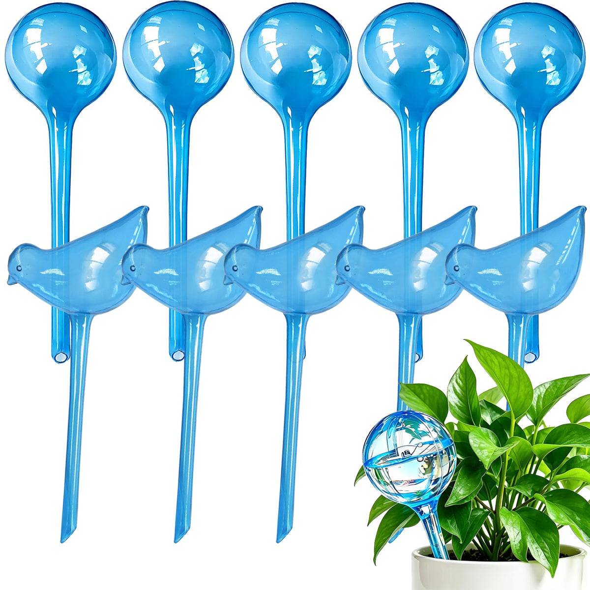 Plant Self-Watering Bulbs, 10pcs Self Watering Planter Insert, Flower Automatic Watering Drip Irrigation Device, Indoor Outdoor Garden Self Waterer for Plant
