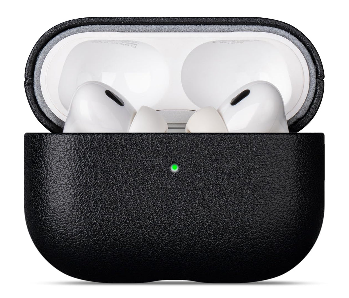 Lopie Leather Case Compatible with AirPods Pro 3rd Generation, Protective Hard Cover Fully-Wrapped with Top Grain Leather, Handmade for AirPods Pro 3 Case Cover (Not for AirPods Pro 2nd Gen) - Black