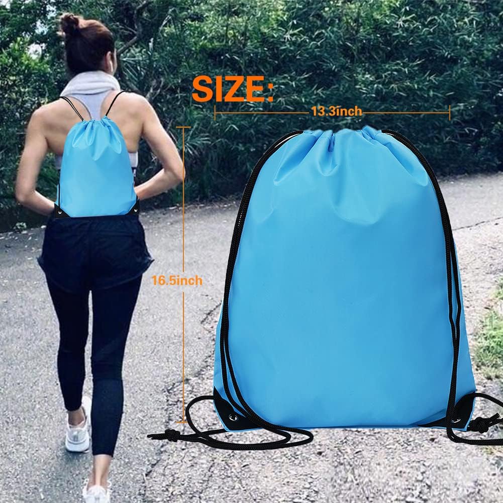 CODOBON 40 Pcs Drawstring Backpack Bulk Draw String Bags Cinch Polyester Bag for Gym Sport, Sky Blue