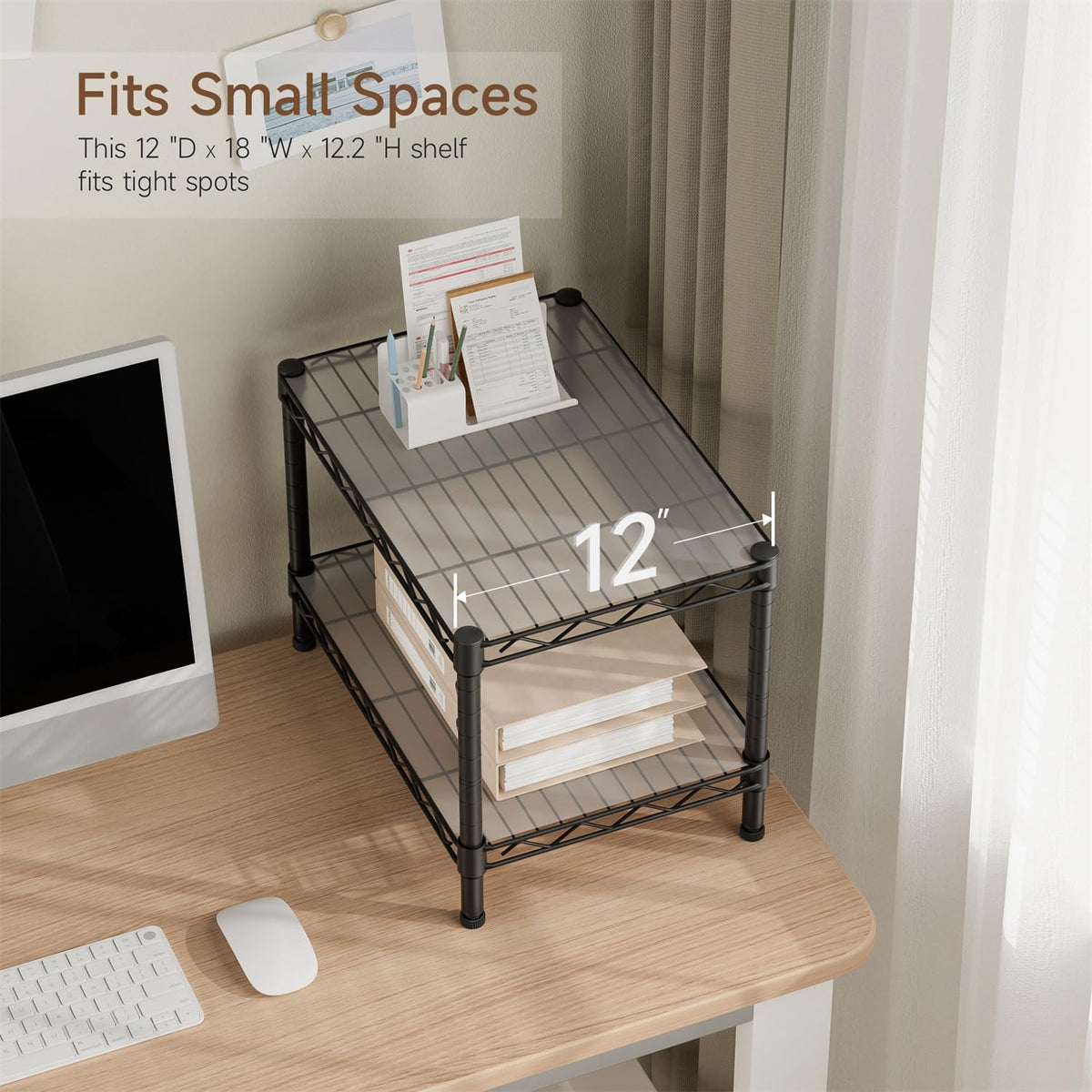 Golpart 4 Tier Shelves Storage Shelf Wire Closet Bathroom Organizers Metal Pantry Kitchen Garage Shelving Unit Laundry Room Organization Home Rack Net Basket Black with Wheels 14”D X 24”W X 48.9”H