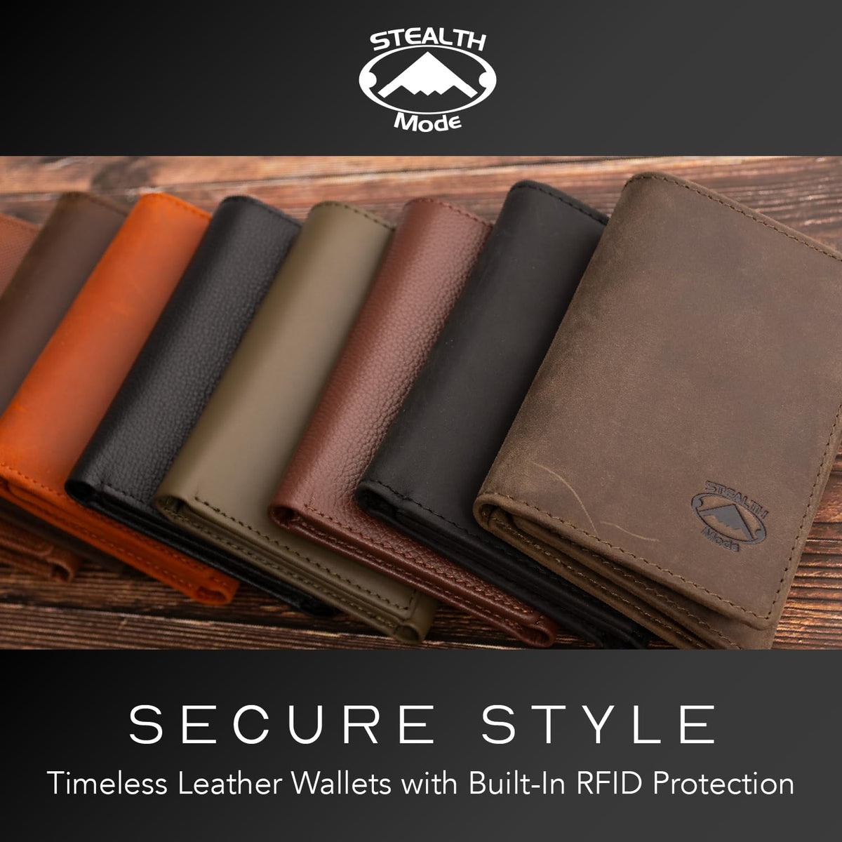 Stealth Mode Trifold Leather Wallet for Men with RFID Blocking (Carbon Fiber)