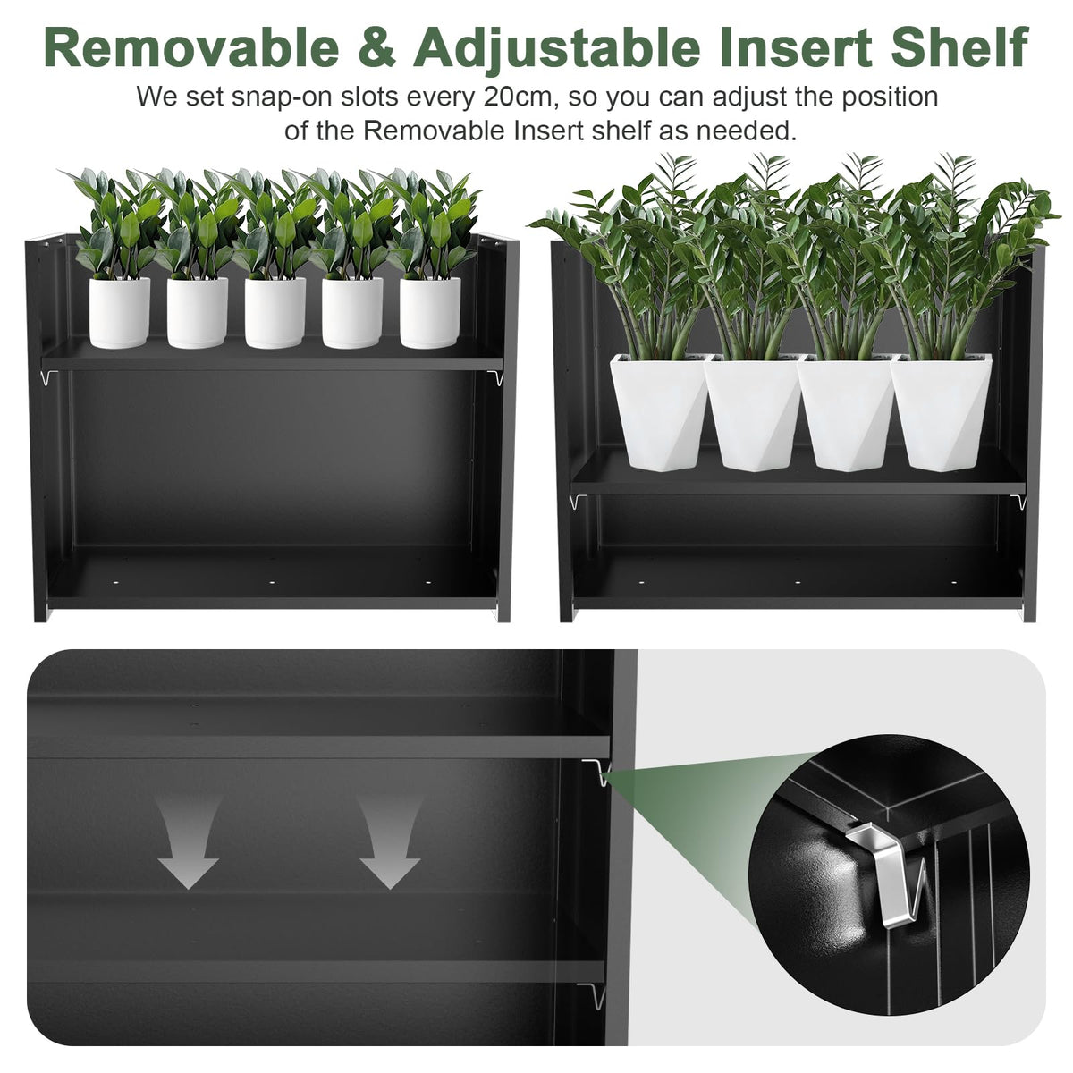 Baotree Metal Large Planter Box 30" L x 12" W x 24" H, Heavy Duty Tall Rectangle Outdoor Planter Box with Removable Insert Shelves for Porch, Garden, Patio, Yard (Black)