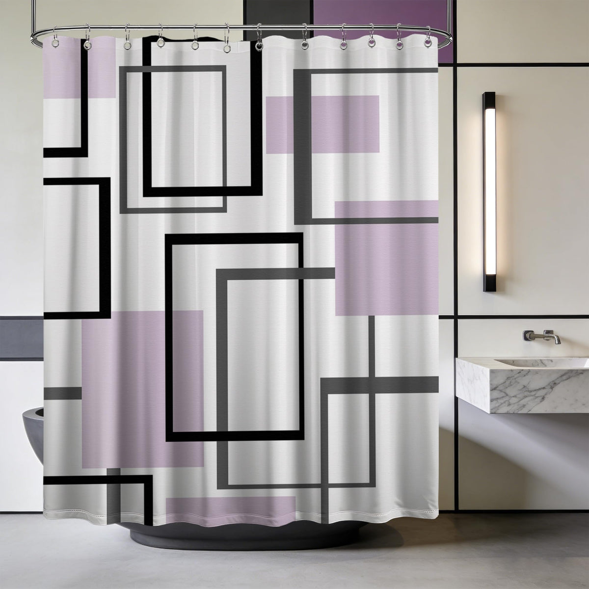 Yieldeer Geometric Shower Curtain, Light Purple, 70 x 72 Inch