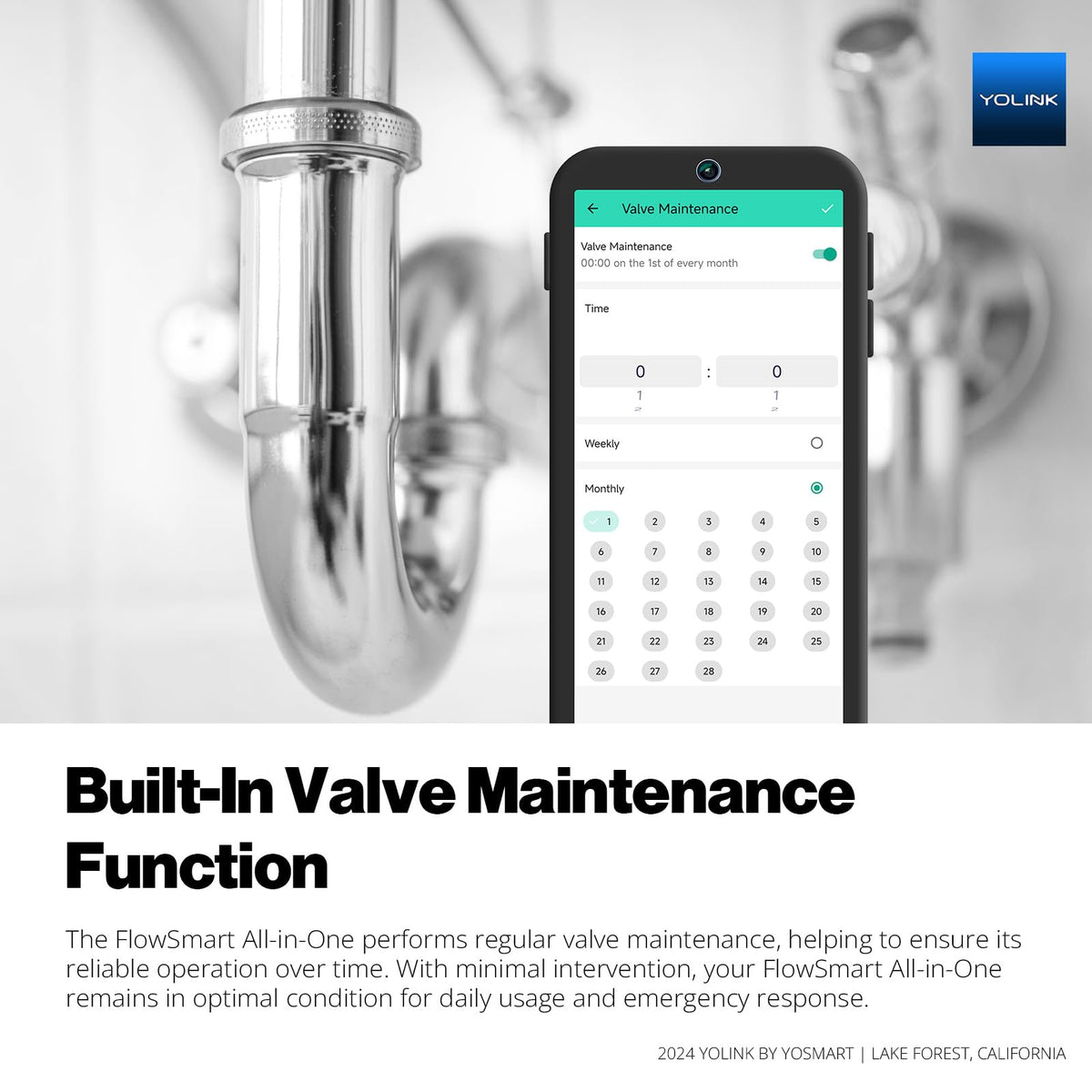 YoLink FlowSmart All-in-One: Smart Water Meter & Shutoff for 0.5'' Pipes, NSF Certified, Real-Time Leak Detection, App-Controlled, 10+ Year Battery, YoLink Hub Included – YS5018