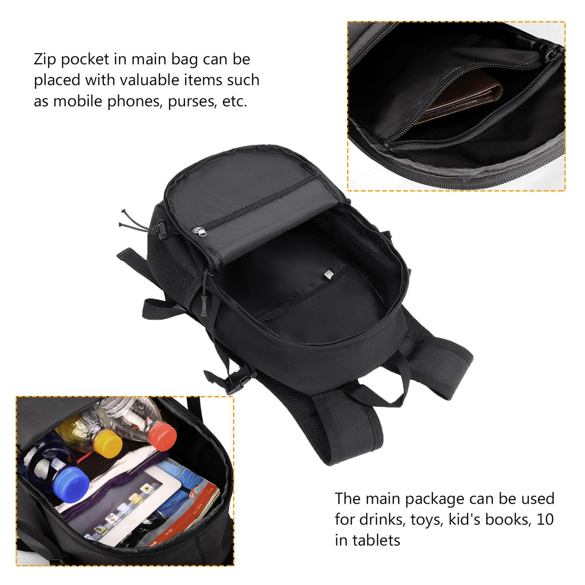 ArcEnCiel 10L Mini X-Small Tactical Backpack MOLLE Daypack Gear Pack Camping Bag with Patch (Black)