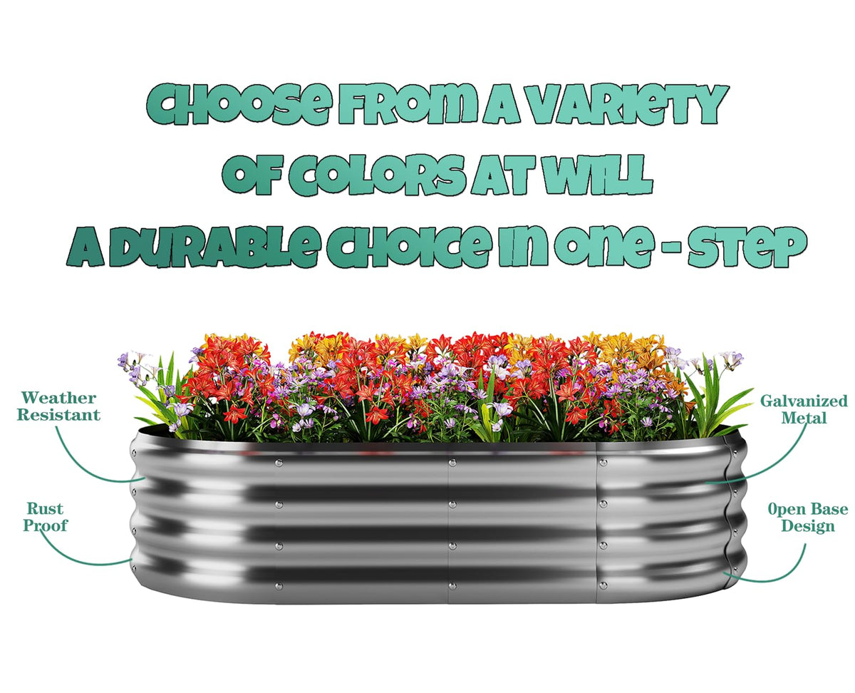 ZFHgarden Galvanized Metal Planter Round Raised Garden Bed Kit for Gardening Outdoor Galvanized Planter Outdoor 1PC Gray 6X3X2FT