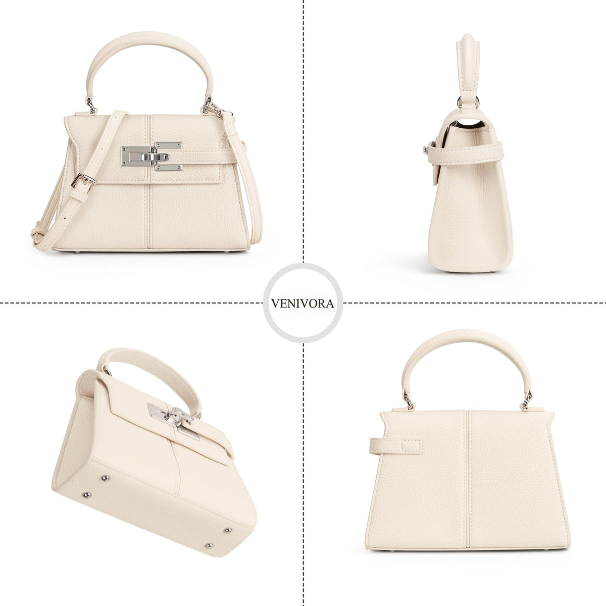 Women's Top Handle Handbag Vegan Leather Crossbody Bag,WHITE,SMALL
