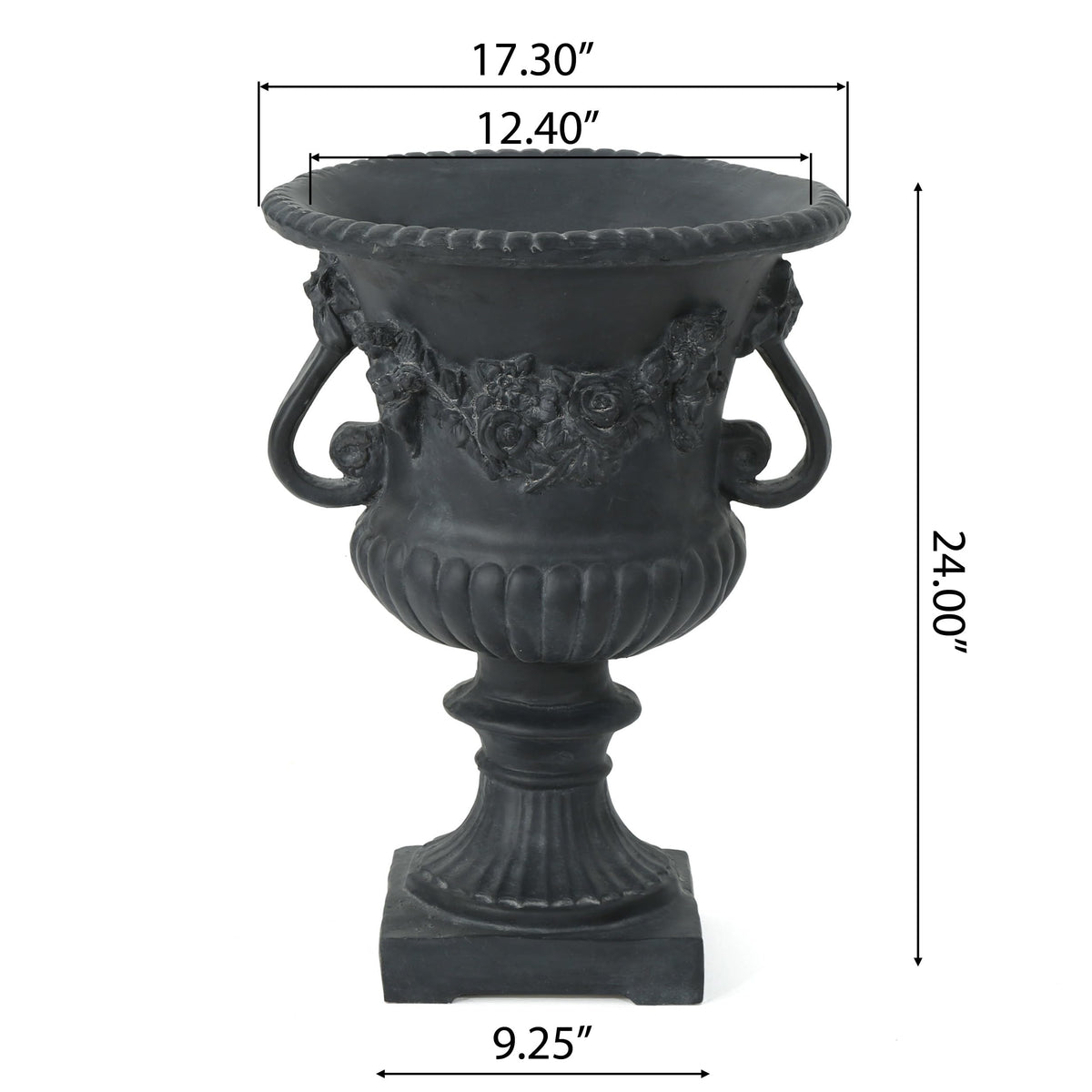 Merax 24 Inches Tall MGO Garden Urn Planter, Lightweight Concrete Decorative Outdoor Urn for Patio, Backyard & Garden, Antique Black