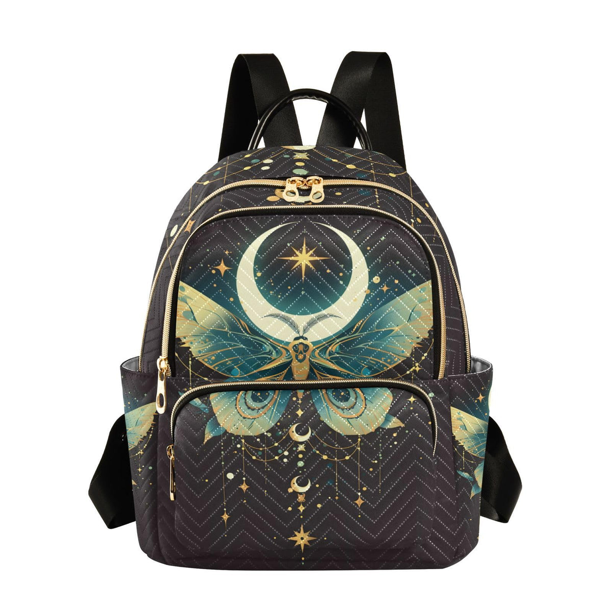 ALAZA Green Butterfly Moon Small Backpack Purse for Women Travel Bag Lightweight Shoulder Bag Fashion Daypack