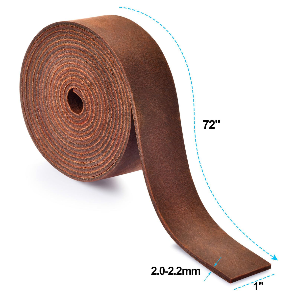 Leather Strap 1 Inches Wide Flat Leather Straps for Crafts, Full Grain Oil Tan Leather Strips for Crafts, Tooling, Belt, Garden Tools (2mm Thick 72 Inches Long Dark Brown)