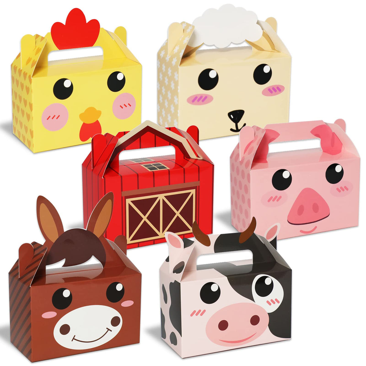 24 Pack Farm Animal Party Favor Boxes Farm Theme Birthday Goodie Boxes Farmhouse Animals Candy Christmas's Day Gift Bags Barnyard Candy Treat Boxes for Girls Kids Baby Shower Birthday Party Supplies