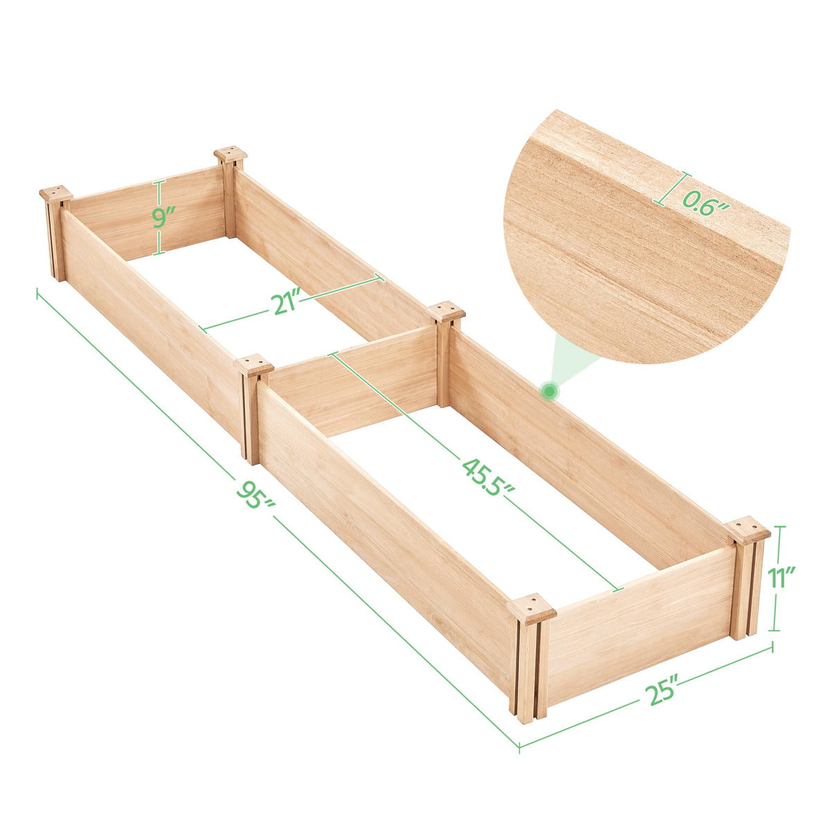 Yaheetech 8×2ft Wooden Horticulture Raised Garden Bed Divisible Elevated Planting Planter Box for Flowers/Vegetables/Herbs in Backyard/Patio Outdoor, Natural Wood, 95 x 25 x 11in