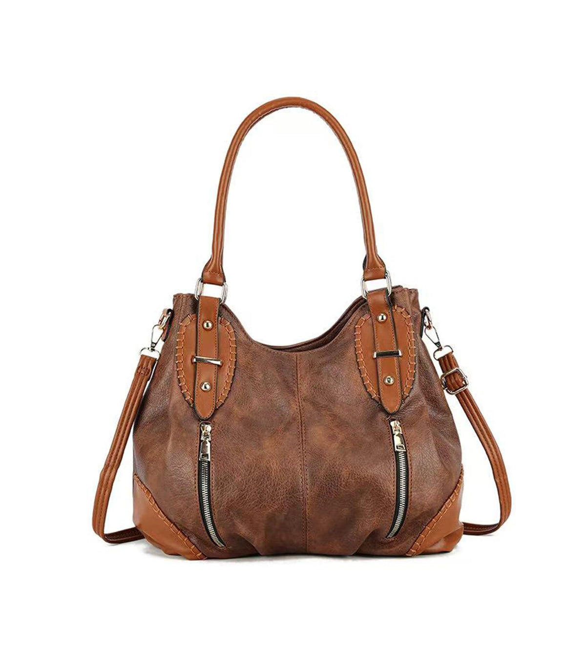 myfriday Vintage Large Leather Tote Handbags for Women, Soft Hobo Shoulder Bag Satchel Purse with Adjustable Strap
