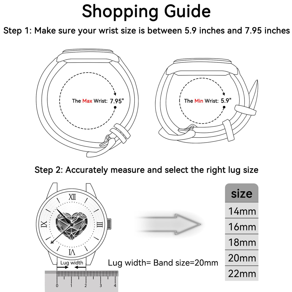 RBIPO 22mm Leather Watch Band Alligator Grain Quick Release Replacement Watch Strap for Men and Women