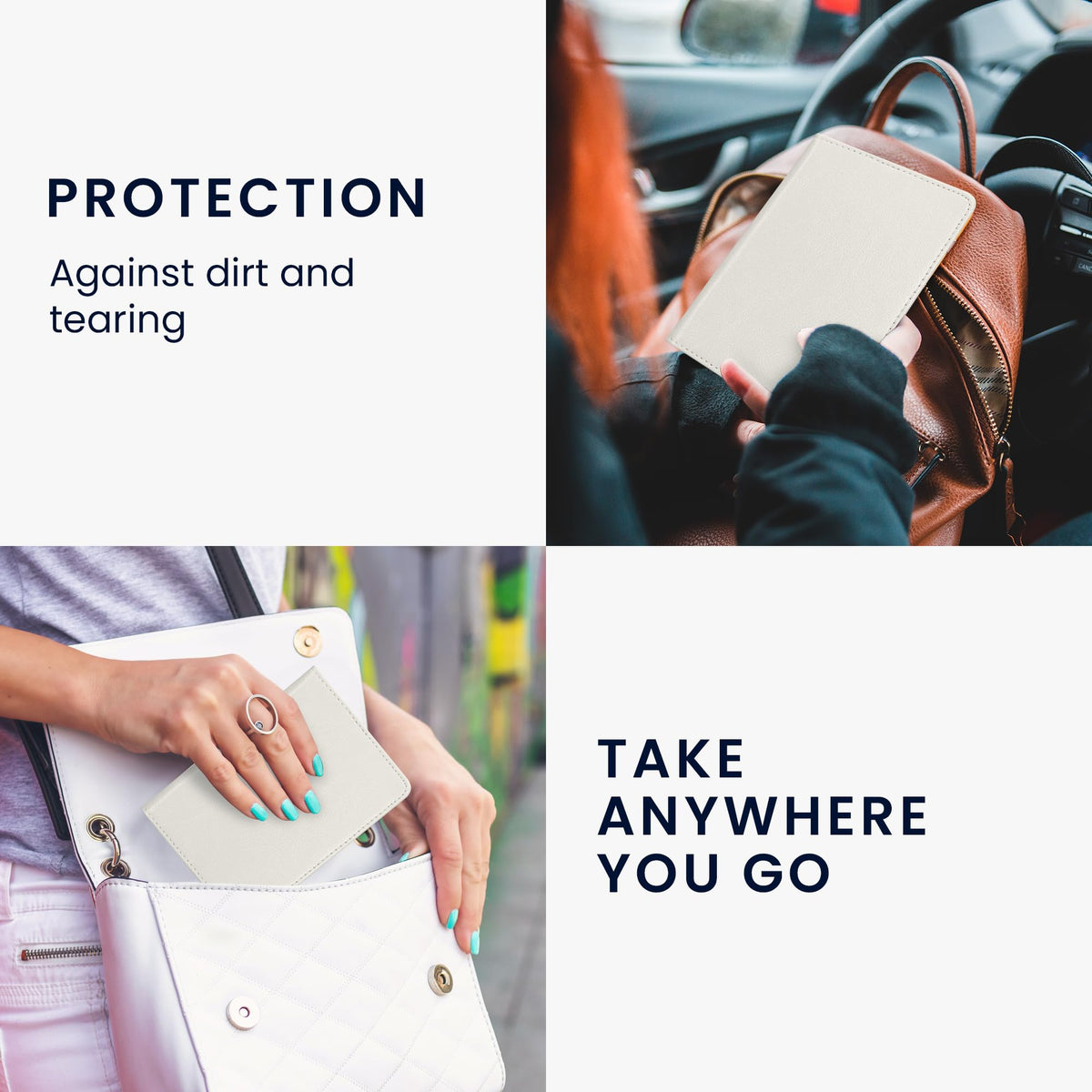 kwmobile Registration and Insurance Holder - Car Document Holder for Vehicle Documents and Cards - PU Leather - Silver