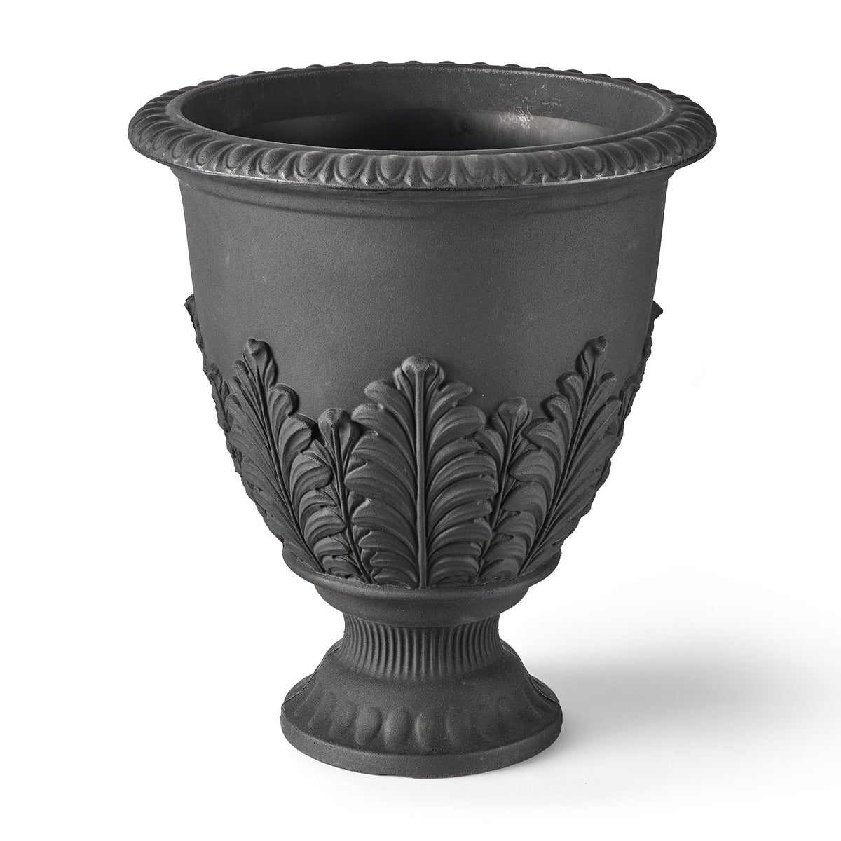 ARBORA 17" Paris Urn Polyresin Indoor and Outdoor Planter with Black Finish - Durable, Weatherproof, Lightweight, Large Plant Pot for Patio, Garden, Deck, Entryway