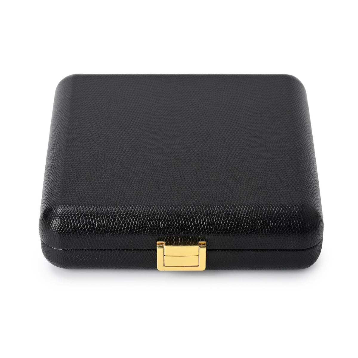 Oirlv Black Leather Jewelry Set Box with Gold Clasp, Luxury Velvet Lined Organizer for Rings, Necklaces & Earrings