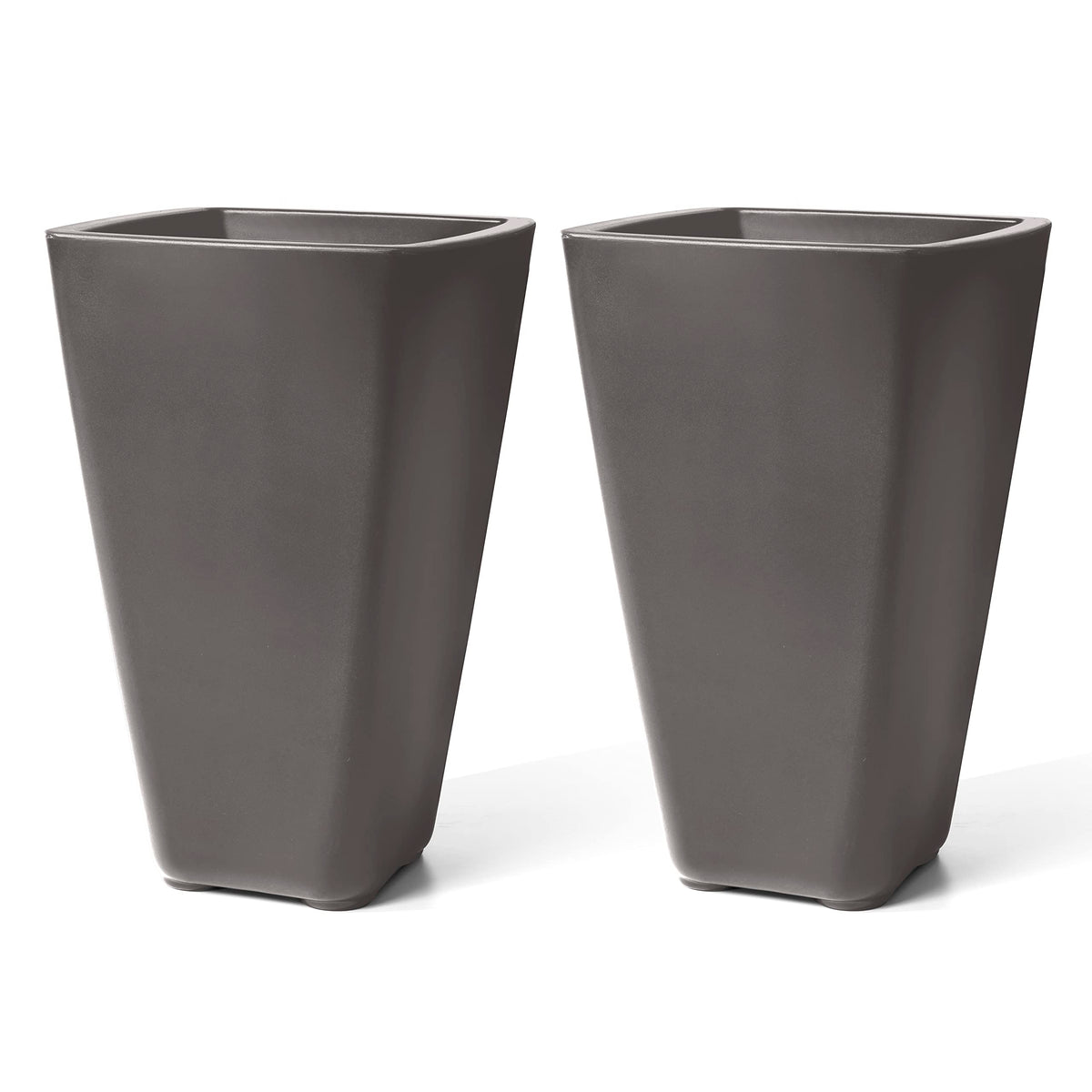 Step2 Bridgeview Tall Square Planter, Large Planters for Outdoor Plants, Gardening and Flower Pot for Patio or Porch, Efficient Drainage, Durable Plastic, Dark Cedar, 2-Pack