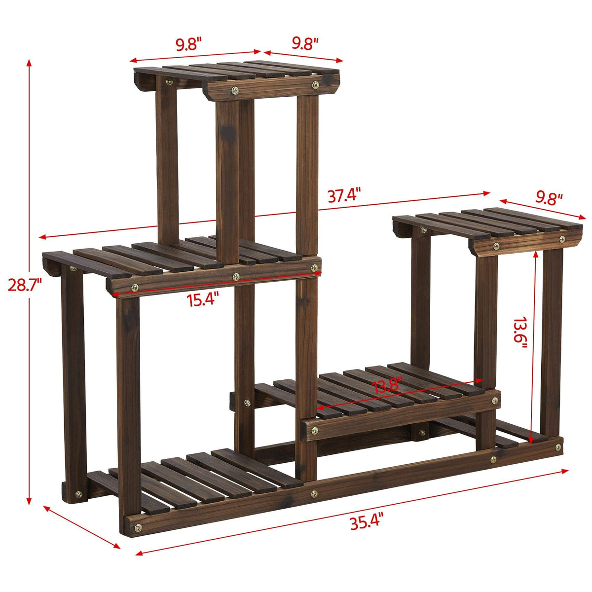 Yaheetech Plant Stands for Multiple Plants Wooden Plant Shelf Indoor Outdoor Flower Display Rack Shelf Plant Holder Multi Layer Unit for Garden/Balcony/Patio/Living Room 4 Tier 8 Pots 2PCS