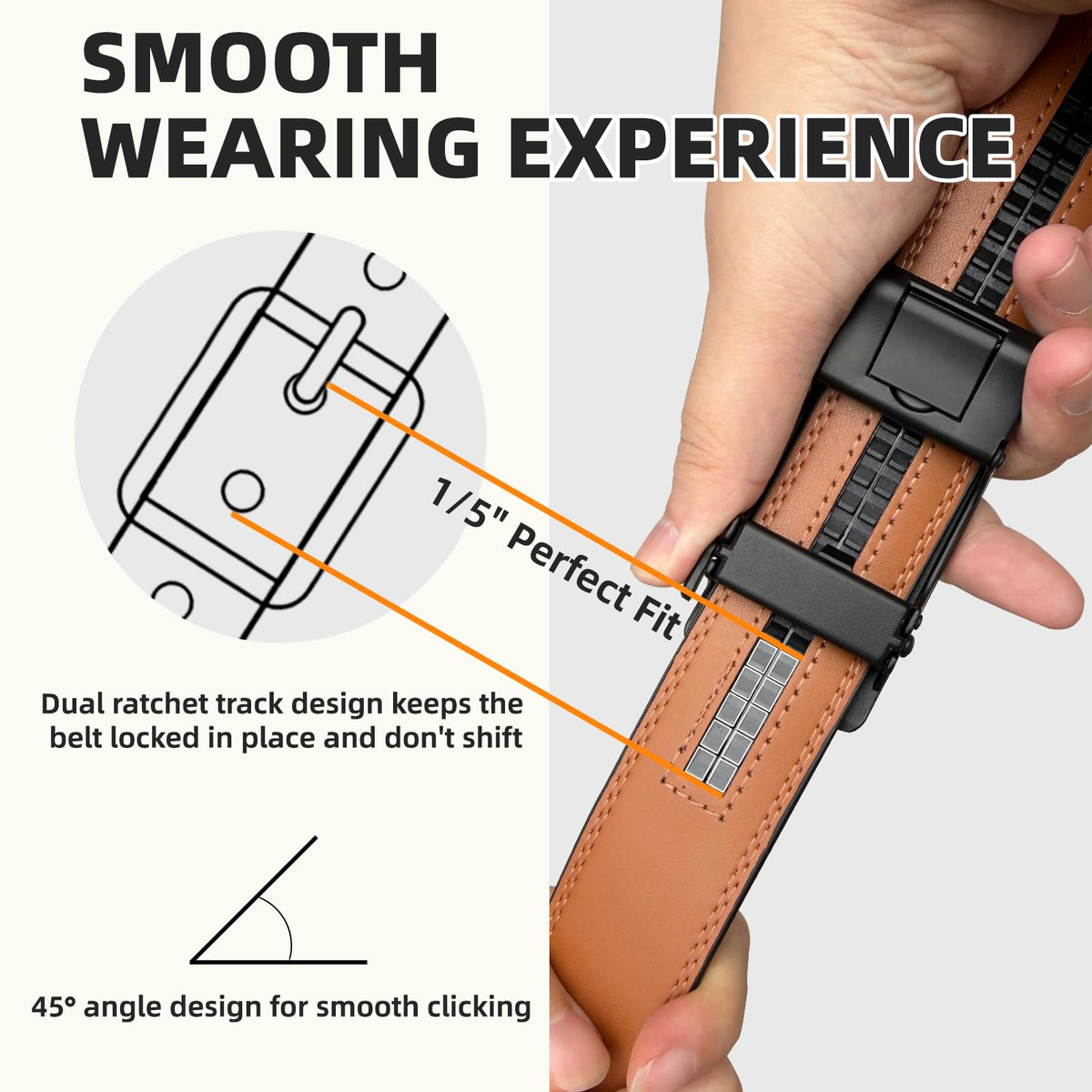 QVGFCTB Ratchet Belts for Men - 2 Pack Leather Belts for Men, Easy to Slide, Adjustable, Gift for Him, Dress&Casual (1 3/8") (Black & Brown, 38"-44" Waist Adjustable)