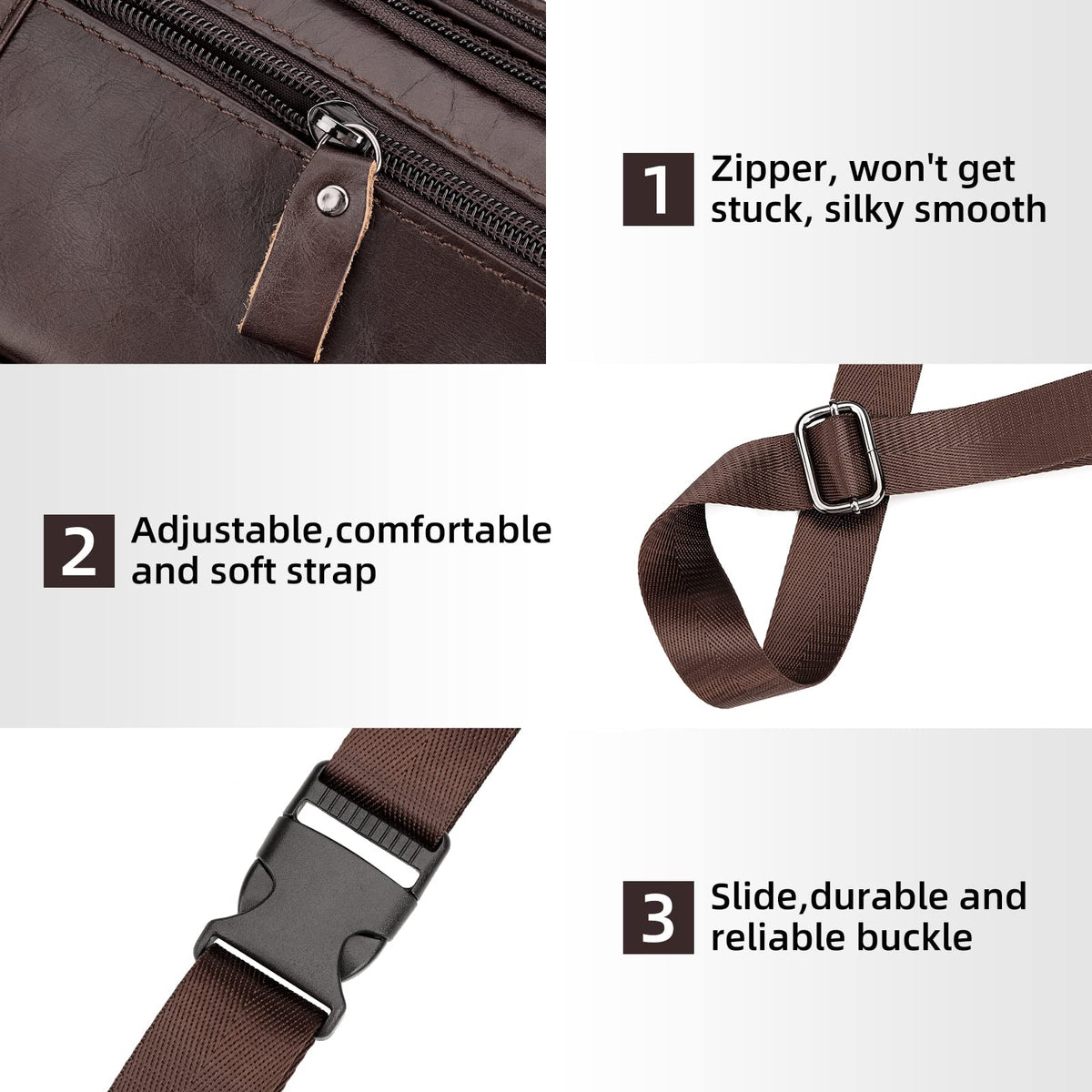 HUMERPAUL Leather Fanny Pack for Men Women, Fashion Waist Packs Small Crossbody Chest Bag with Adjustable Belt for Outdoor Travel Hiking Cycling