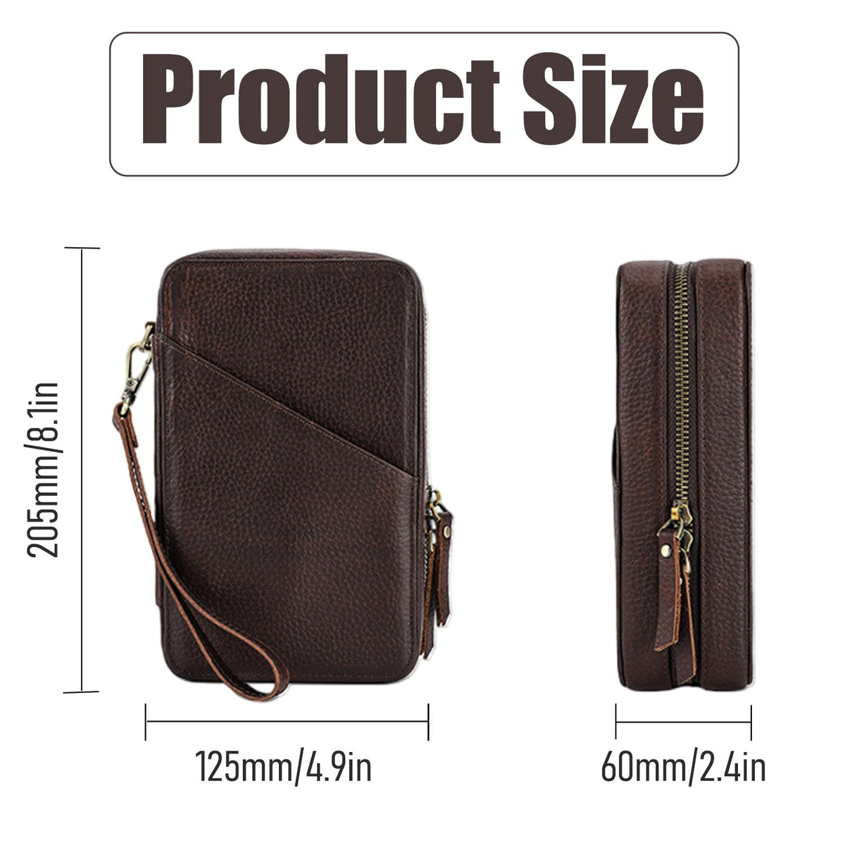 Acidea Full Grain Leather Electronics Accessories Storage Box Travel Cable Organizer Pouch, Charger Roll Up Case with Zippers Leather Tech Organizer for Power Bank, USB, Cables, Travel Essentials
