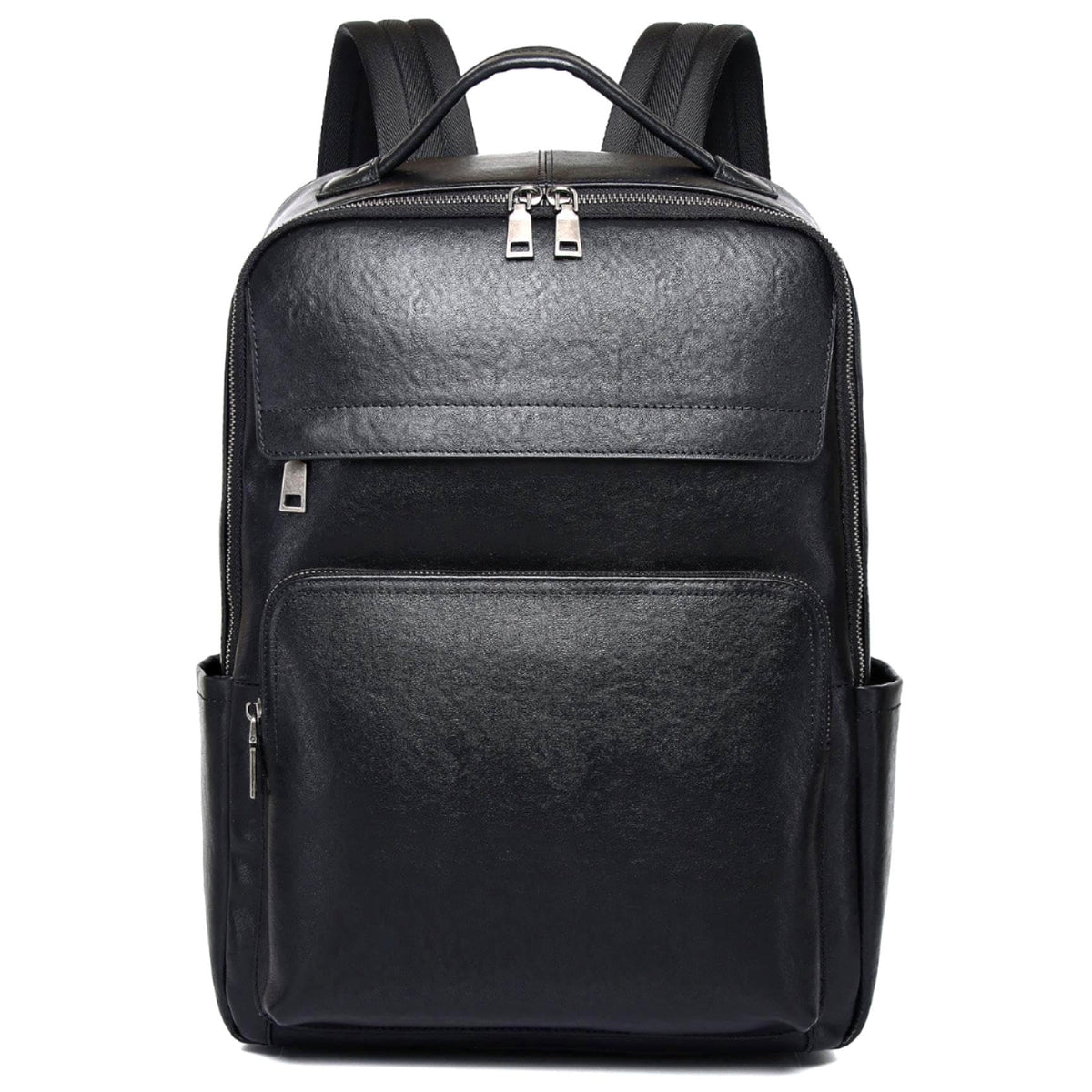 Wesccimo Veg-Tan Genuine Leather Backpack for Men Multi-Functional 15.6" Laptop Backpack, Black Business Travel Luxury Backpack Work Daypack