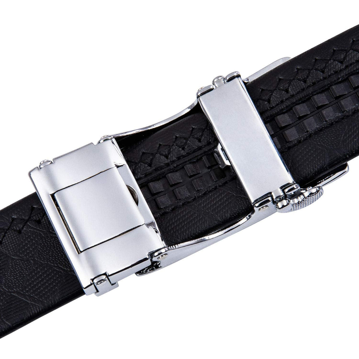 Barry.Wang Men's Ratchet Leather Belt 1 3/8" Adjustable Buckle Sliding Click Designer Casual Dress Golf Belts Fashion Valentine’s Day