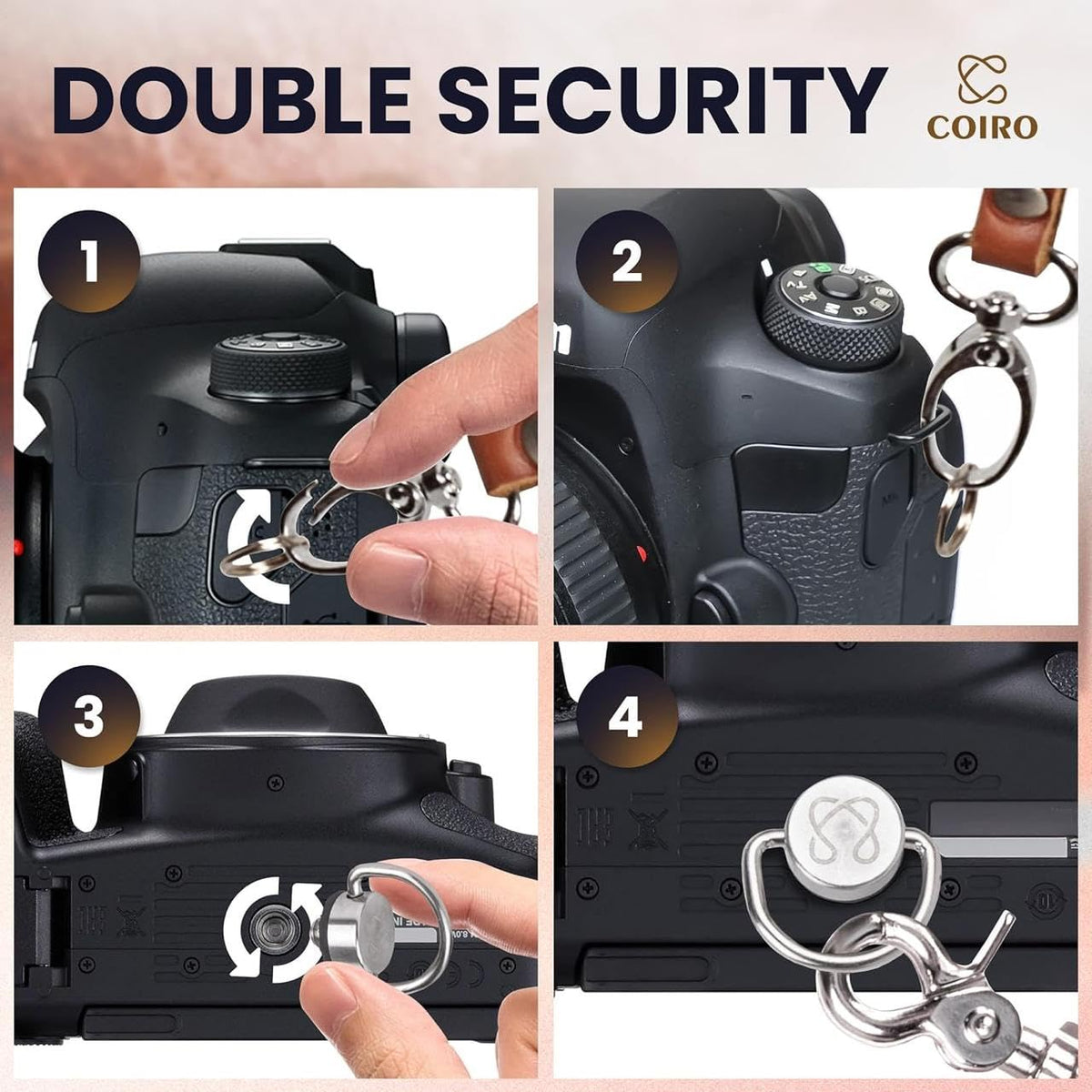 C Coiro Camera Harness for 2 Cameras – Dual Shoulder Leather Camera Strap – Double Camera Harness for DSLR/SLR, Camera Straps for Photographers of All Levels, Padded Straps/Color Tan