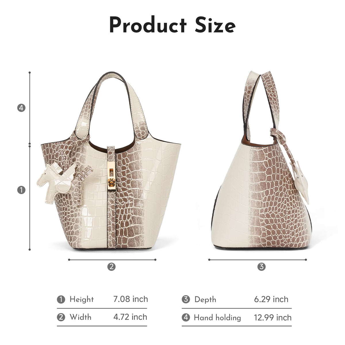 Jooniter Tote Bag for Women Vegan Leather Satchel Bags for Women Crocodile Pattern Bucket Bags Shoulder Handbag Purse Clutch Bags for Work Evening Apricot