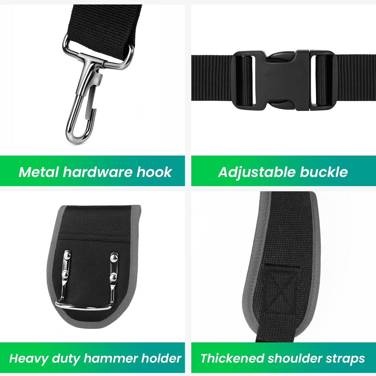 FamilyKit Tool Belt With Suspenders - Magnetic Heavy Duty Tool Belts with 18 Pockets, Tool Pouch with Detachable & Adjustable 32"-66" Waist for Electricians, Carpenters, Framers, Construction,Black