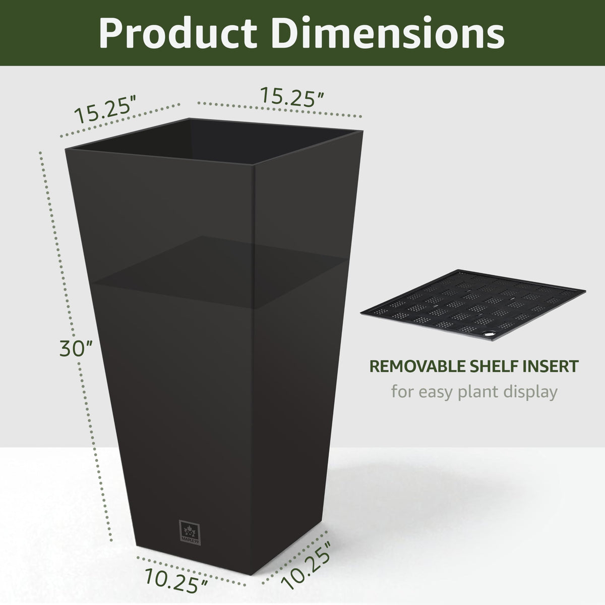 Maple99 Outdoor Planter 30 Inch – Large Tall Planters for Outdoor and Indoor Plants, Modern Tapered Design, Weather Resistant with Drainage Holes and Removable Insert Tray