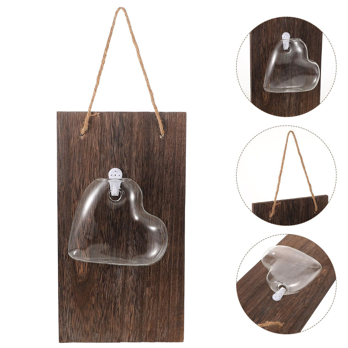 OHPHCALL Wall Mounted Glass Vase Hydroponic Air Planter Glass Terrarium for Indoor Plants Home Décor Creative Wall Ornament with Heart Shape