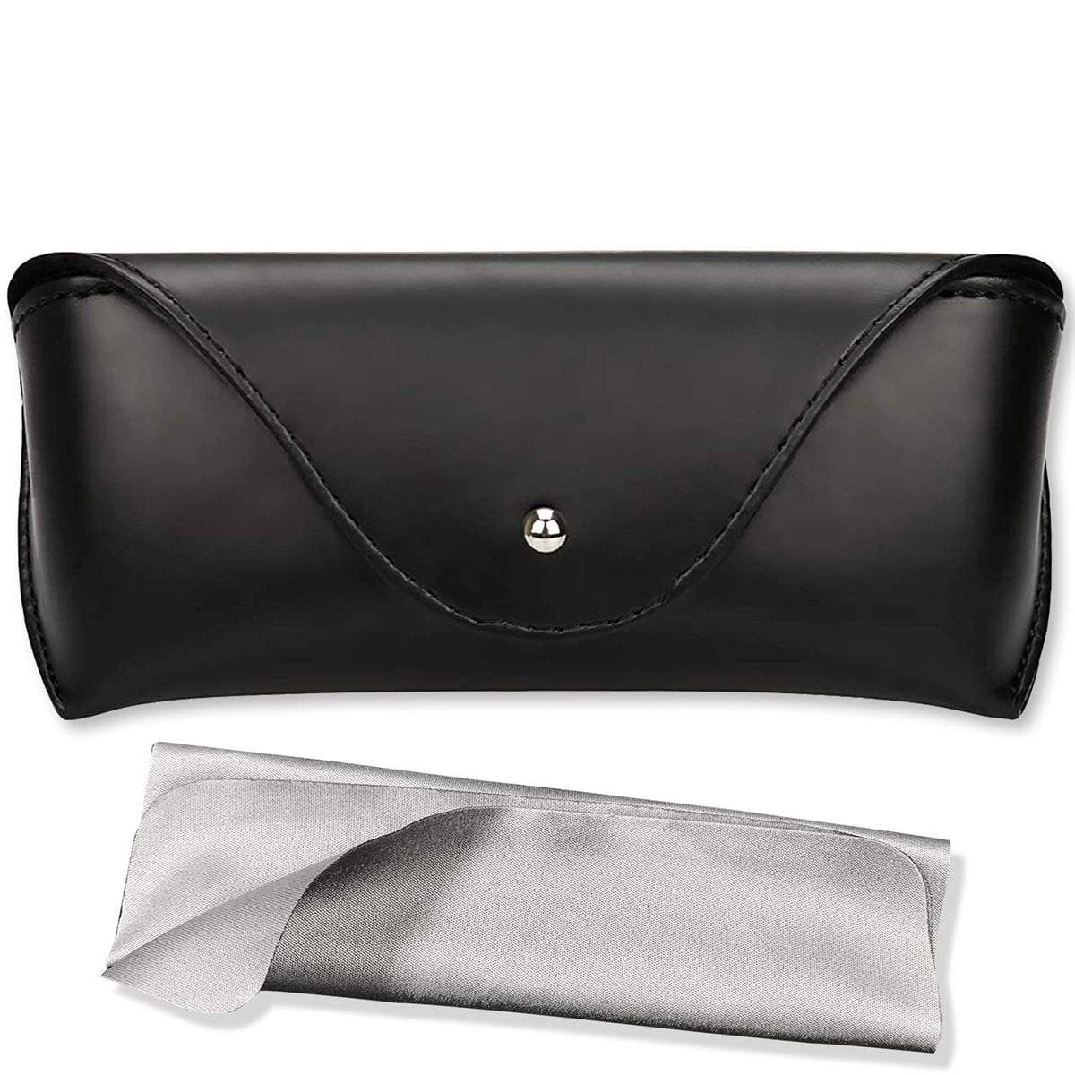 LogHog Portable Leather Sunglasses Pouch Soft Eye Glasses Carry Case for Women Men Student Horizontal Sunglass Box Case (Black)