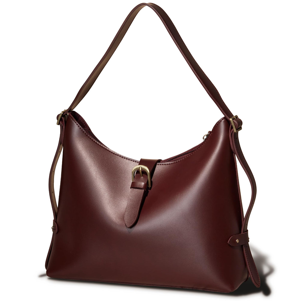 SUNLIGHT LEAVES Vintage Vegan Leather Tote Bag For Women (Red)