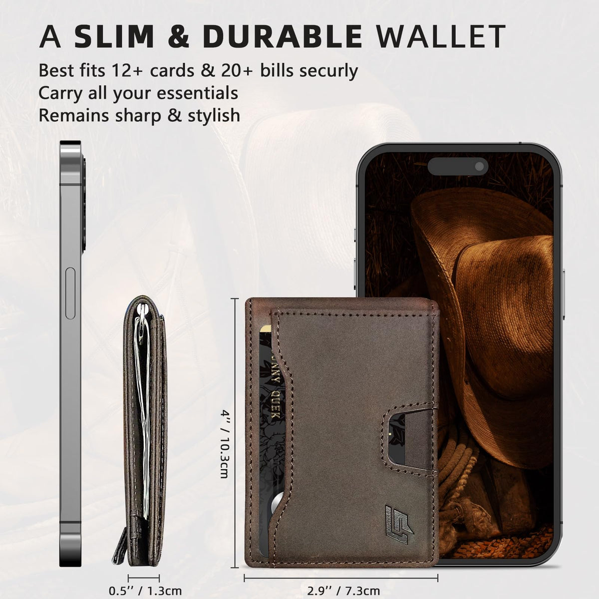 ECOZATU Slim Minimalist Wallet for Men- Money Clip Wallet | Bifold Men Wallets | RFID Blocking Wallet | Genuine Leather Wallets for Men | 12 Card Holder Mens Wallet | Mens Front Pocket wallet