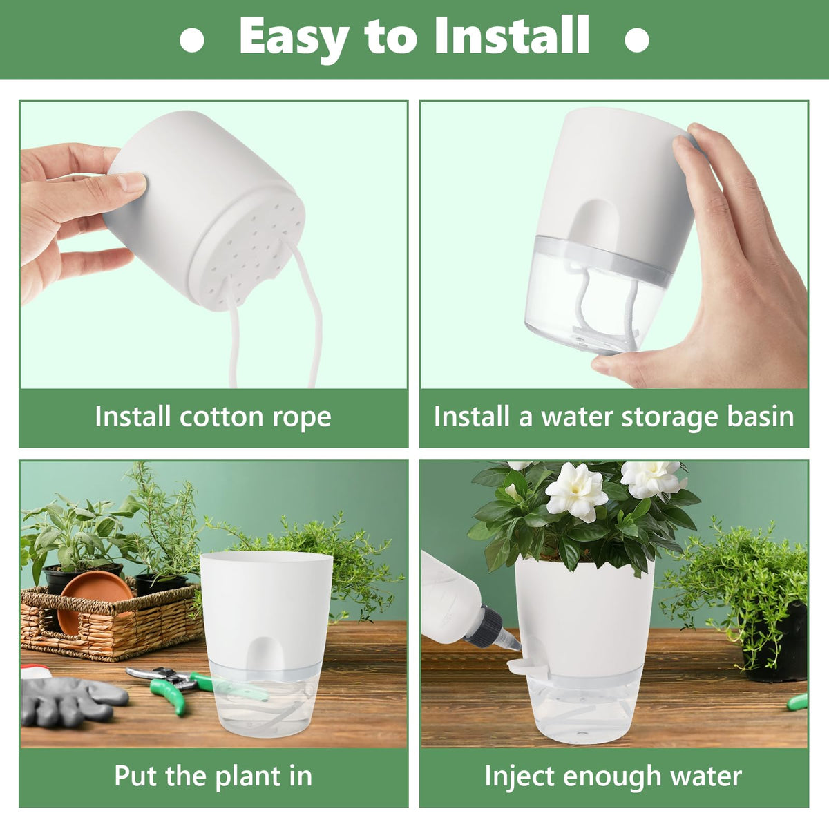 JMIATRY 15PCS Self Watering Pots 4 Inch Self Watering Planters for Indoor Plants Plastic 4 Inch Self Waterings Pots for Indoor Plant Small Self Waterings Pot with Transparent Water Reservoir, White