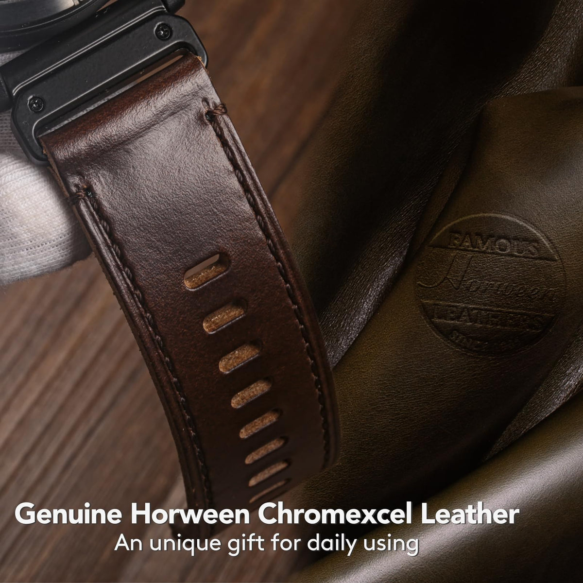 Compatible with Fenix Fenix 8 51mm, 5X Plus Bands Fenix 7X Sport Horween Leather Replacement Watch Strap for Garmin Fenix 5X/Fenix 5X Plus/Fenix 6X/Fenix 6X Pro/Fenix 3/HR/Descent MK1/D2 Delta PX/D2 Charlie…