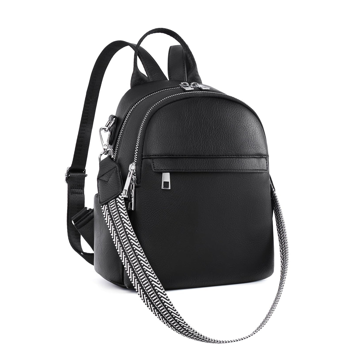 Lexiyat Small Backpack Purse for Women Leather Mini Convertible Designer Backpack Travel Shoulder Fashion Bag Black