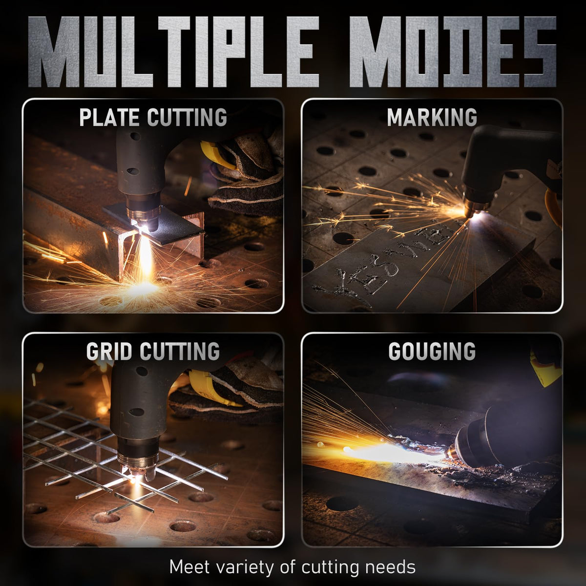 YESWELDER CUT-65DS PLUS Plasma Cutter, 65Amp 110V/220V Non-High Frequency Non-Touch Pilot Arc 4-In-1 Plate Cutting/Grid Cutting/Gouging/Marking Multifunctional Plasma Cutting Machine
