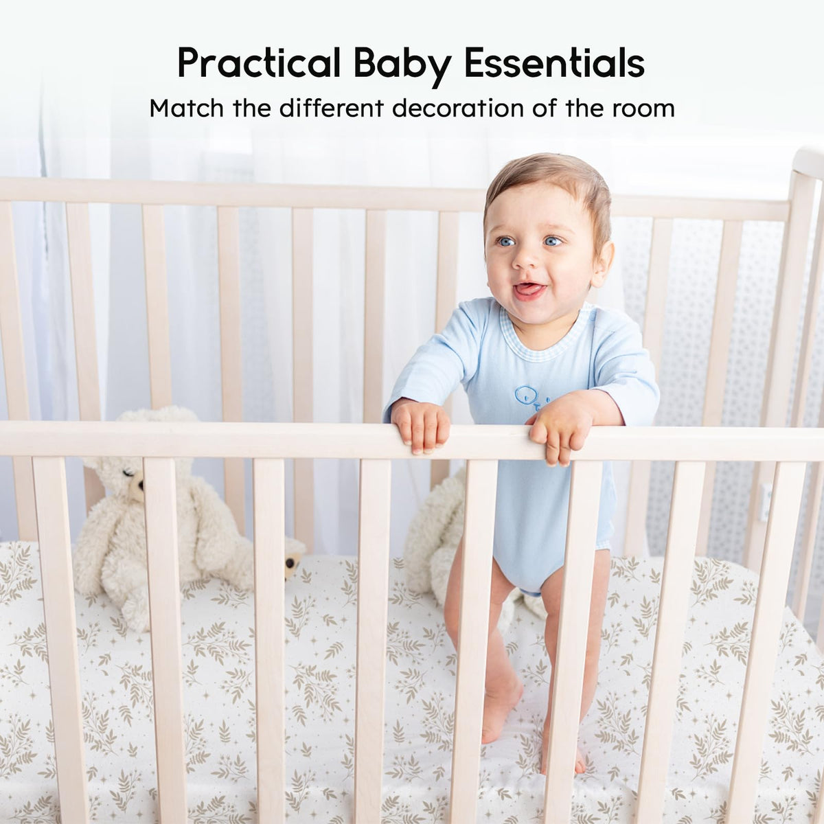 Yoofoss Baby Crib Sheets for Boys Girls, Fitted Crib Sheet 2 Pack for Standard Crib and Toddler Mattress, Super Soft Microfiber Baby Sheet 28x52x8in(Brown+Leaf)