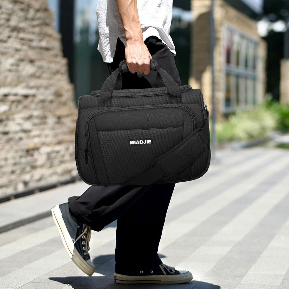 Underseat Carry On Luggage Lightweight Travel Tote Weekender Bag Overnight Duffle Bag for Travel, Travel Essentials Personal Item Travel Bag for Women and Men,Black-16Inch