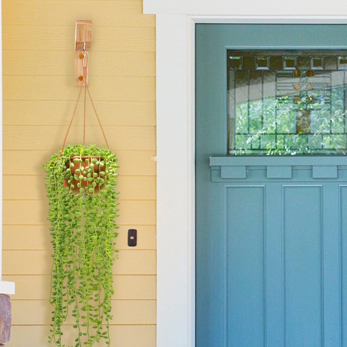 DSJIFGEW 7-Inch Wooden 7-Shaped Wall Hook Plant Hanger – Ideal for Indoor/Outdoor Bird Feeders, Flower Baskets, and Wind Chimes