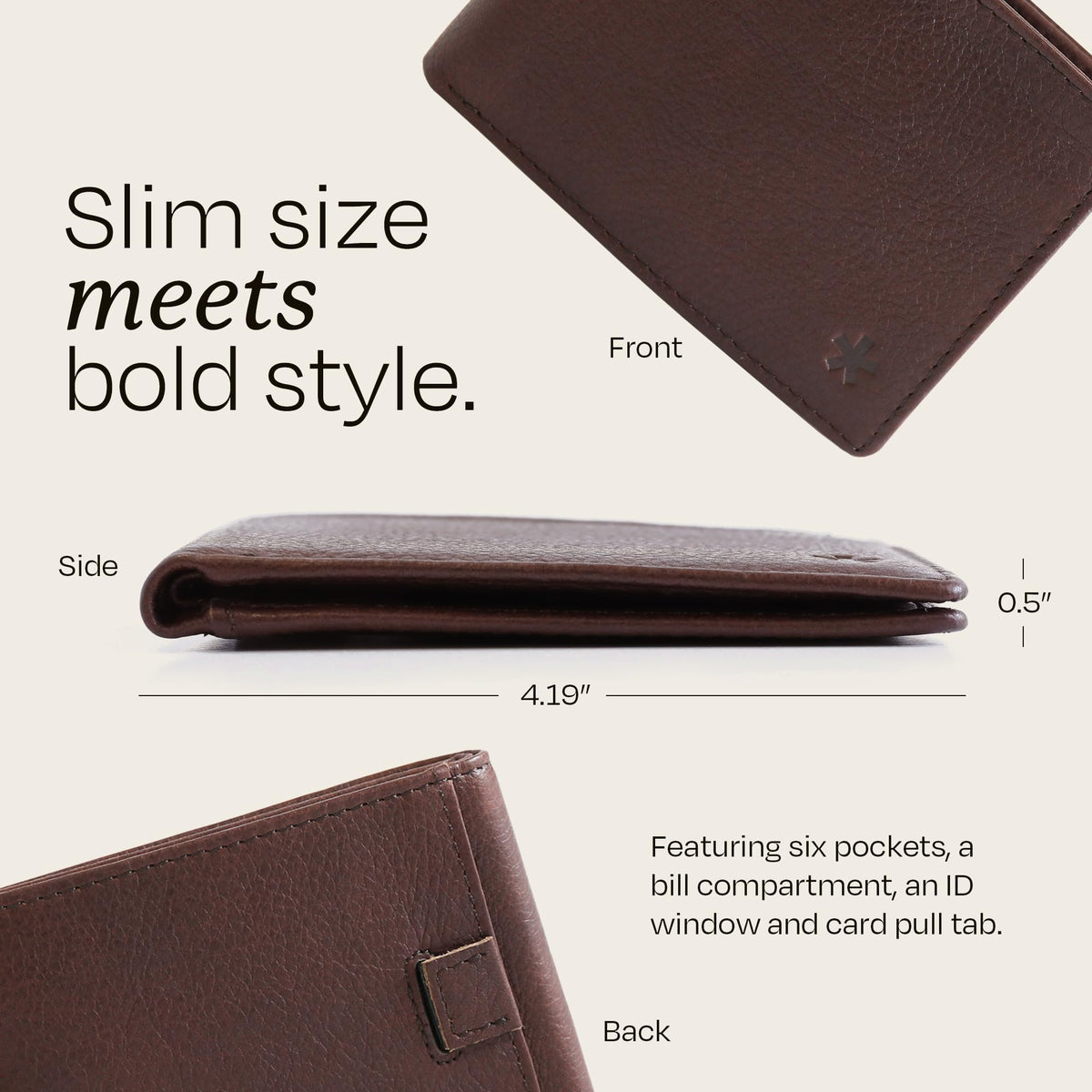 Swear Brands Full-Grain Leather Wallet for Men | Slim RFID Blocking Bifold Design with Cash Pocket & Card Pull Strap | Holds 1-12 Cards | Stylish & Durable | Walnut