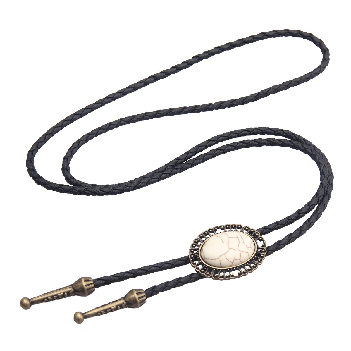 GelConnie Bolo Tie for Men Western Tie Gold Cowboy Tie White Turquoise Necktie Necklace American Indian Bolo Tie for Women