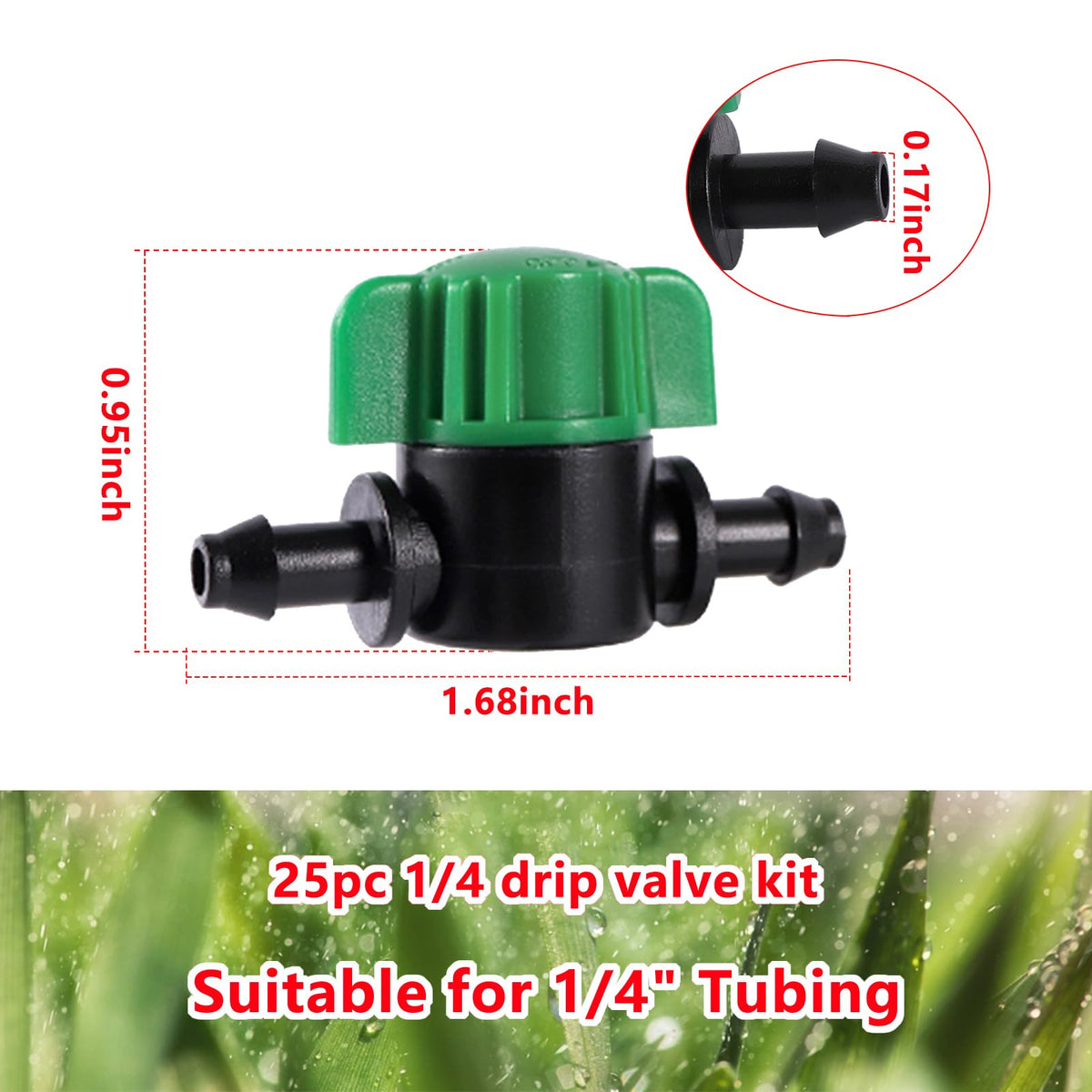 NRWRTY 1/4 Inch Drip Irrigation Shut Off Valves, 25 Pack 1/4" Drip Irrigation Valve, Flow Control Valves for Garden, Greenhouse, Lawn, Patio Drip Sprinkler System