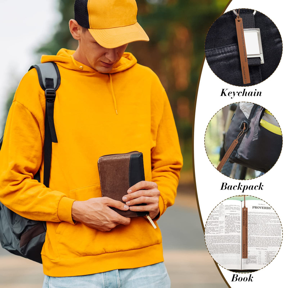 Spakon 40 Pieces Christian Gifts Bulk Scripture ‎Bookmarks Religious Father's Day Gifts Bible Verse Leather Bookmark for Church Sunday School(Brown)
