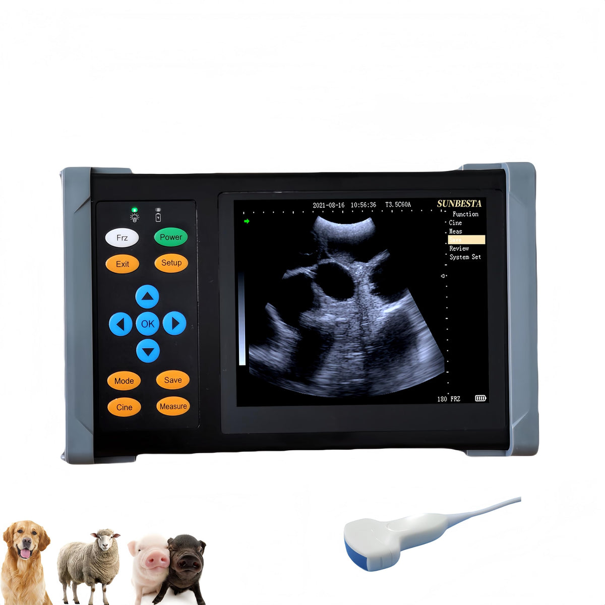 SUNBESTA Veterinary Ultrasound Machine A20, 3.5MHz Convex Probe, Aluminum Alloy Design, Rechargeable+ Carrying case, Friendly to Beginners, for Dog Kennels, Pig Farm and Sheep Farm Pregnancy Check