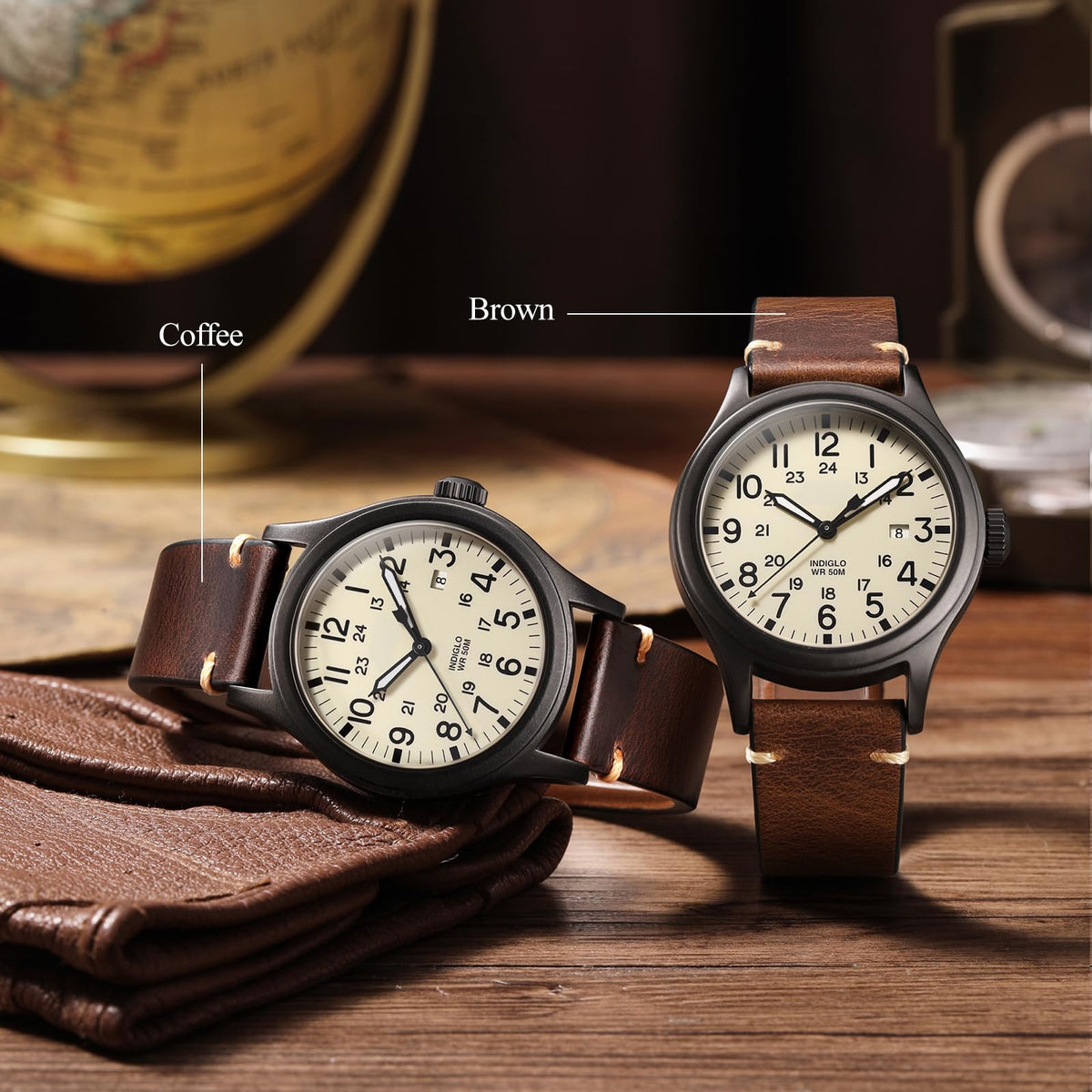 Getalia leather Watch Band Foldover Clasp Retro Oil wax Genuine Leather,18mm 19mm 20mm 21mm 22mm Quick Release Replacement Watch Straps for Men and Women (Brown Band Width-20mm)
